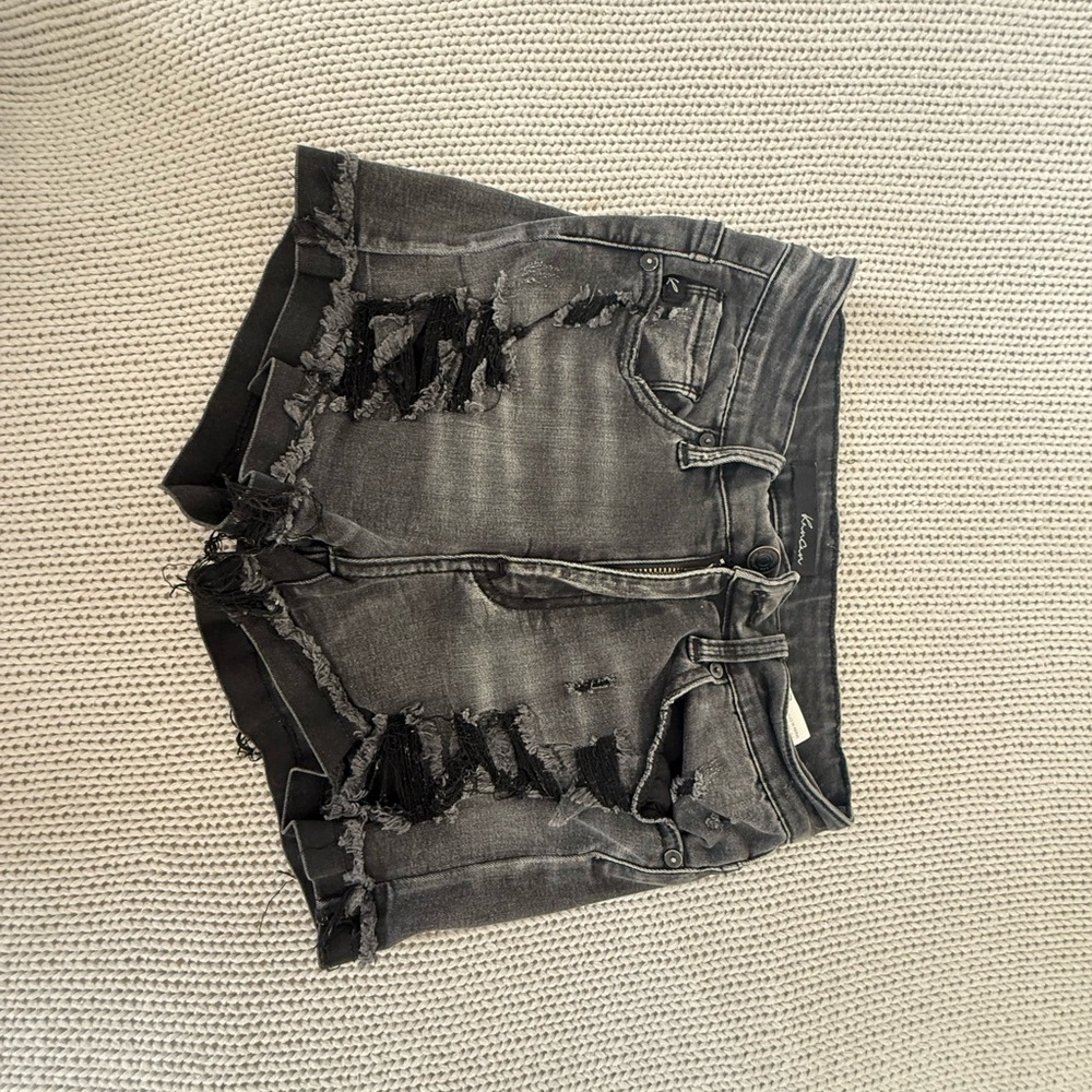 Distressed Gray Denim Shorts